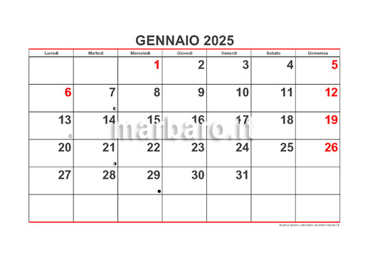 Calendario mensile 2025 con festività italiane