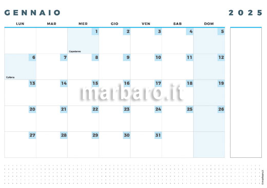 Calendario mensile 2025 PDF stampabile